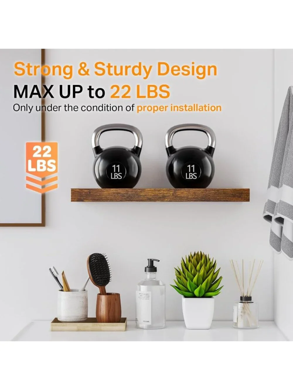 New Set of 3 Wood Shelves, Wall Mounted for Bathroom, Kitchen, Living Room